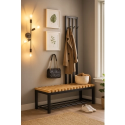 Ławka Metalowa Z Wieszakiem Loft Siedzisko Drewno Lite Dąb LM-91 Rozmiary od 50 cm do 200 cm